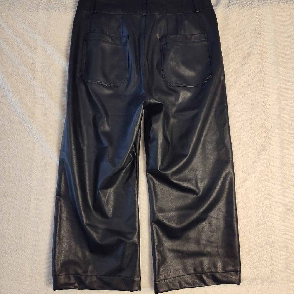 Maeve By Anthropology Black Faux Leather Pants Women's Size 32 - Picture 8 of 13